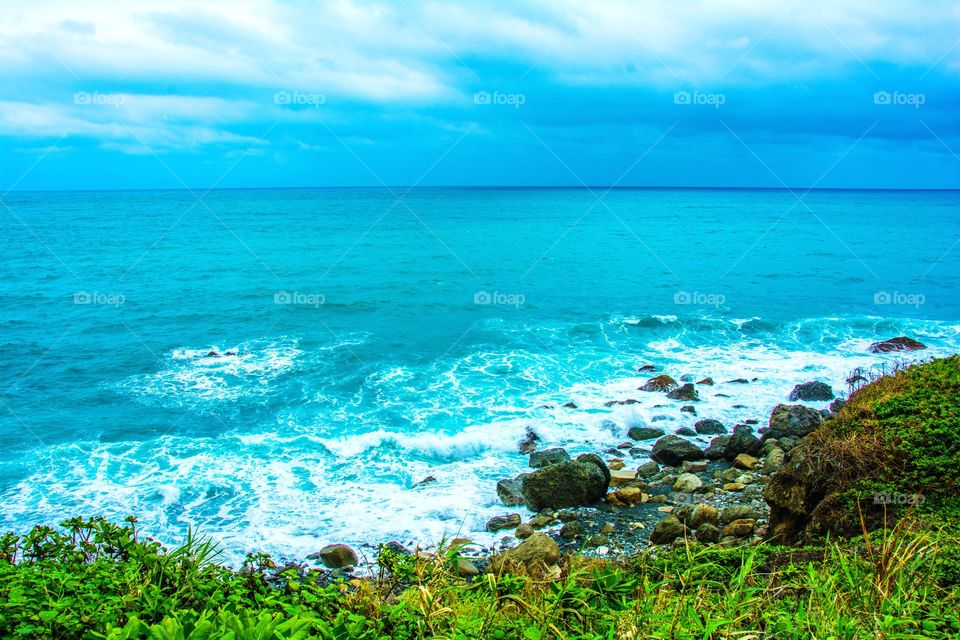 Beautiful view of the rocks by the beach