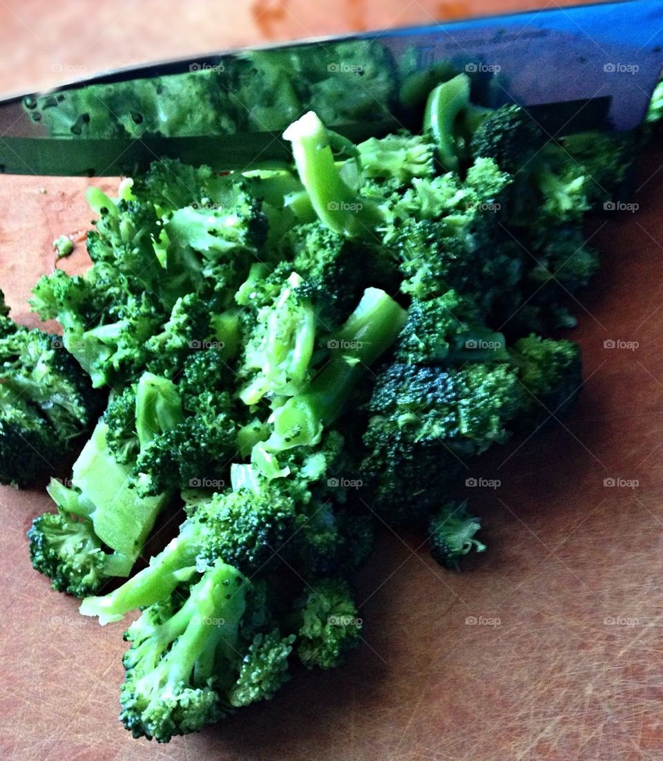 Chopping Fresh Broccoli
