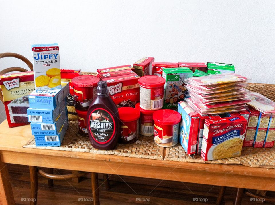 Pile of American food products 