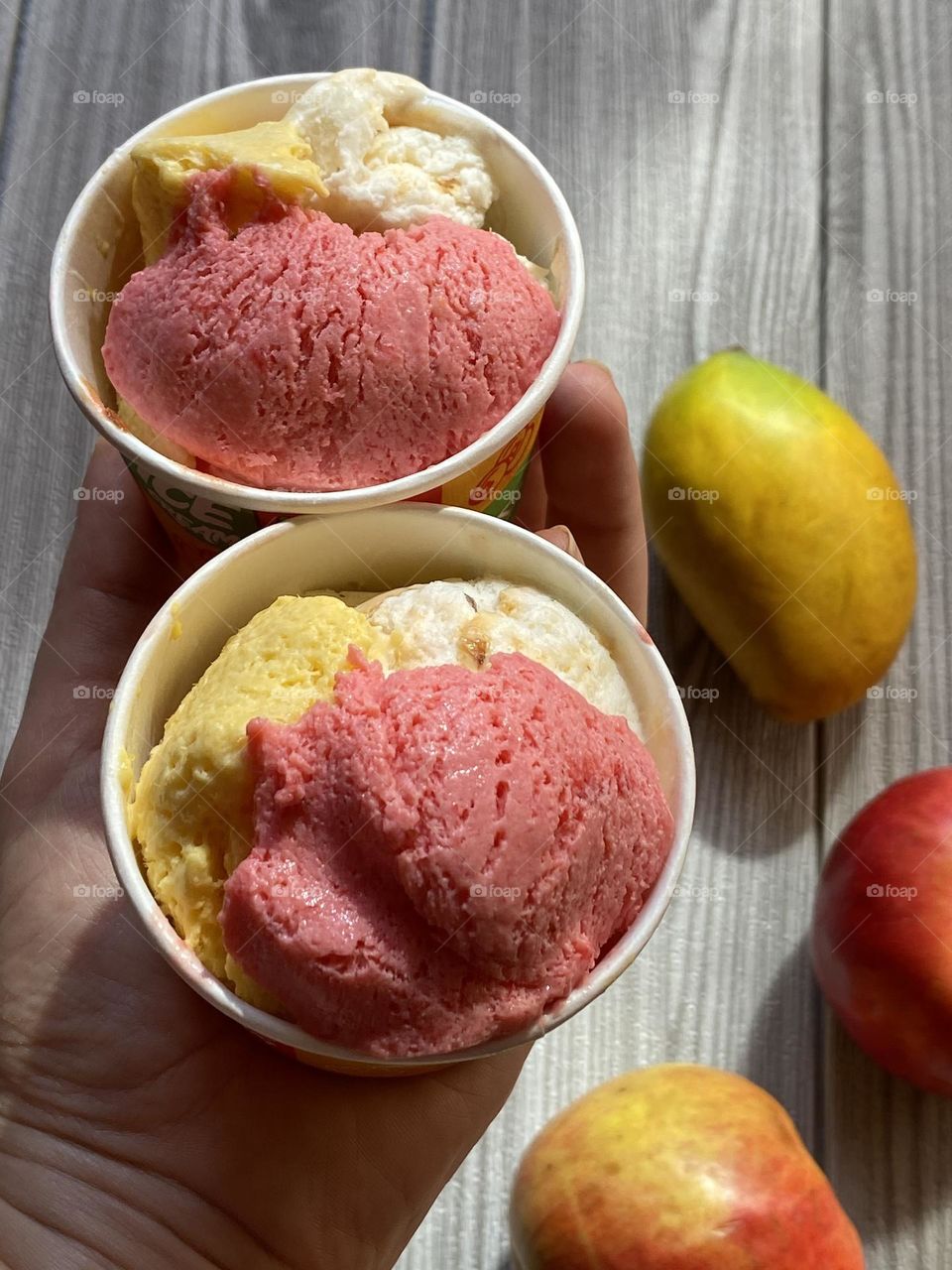 Homemade ice cream from fresh fruit 
