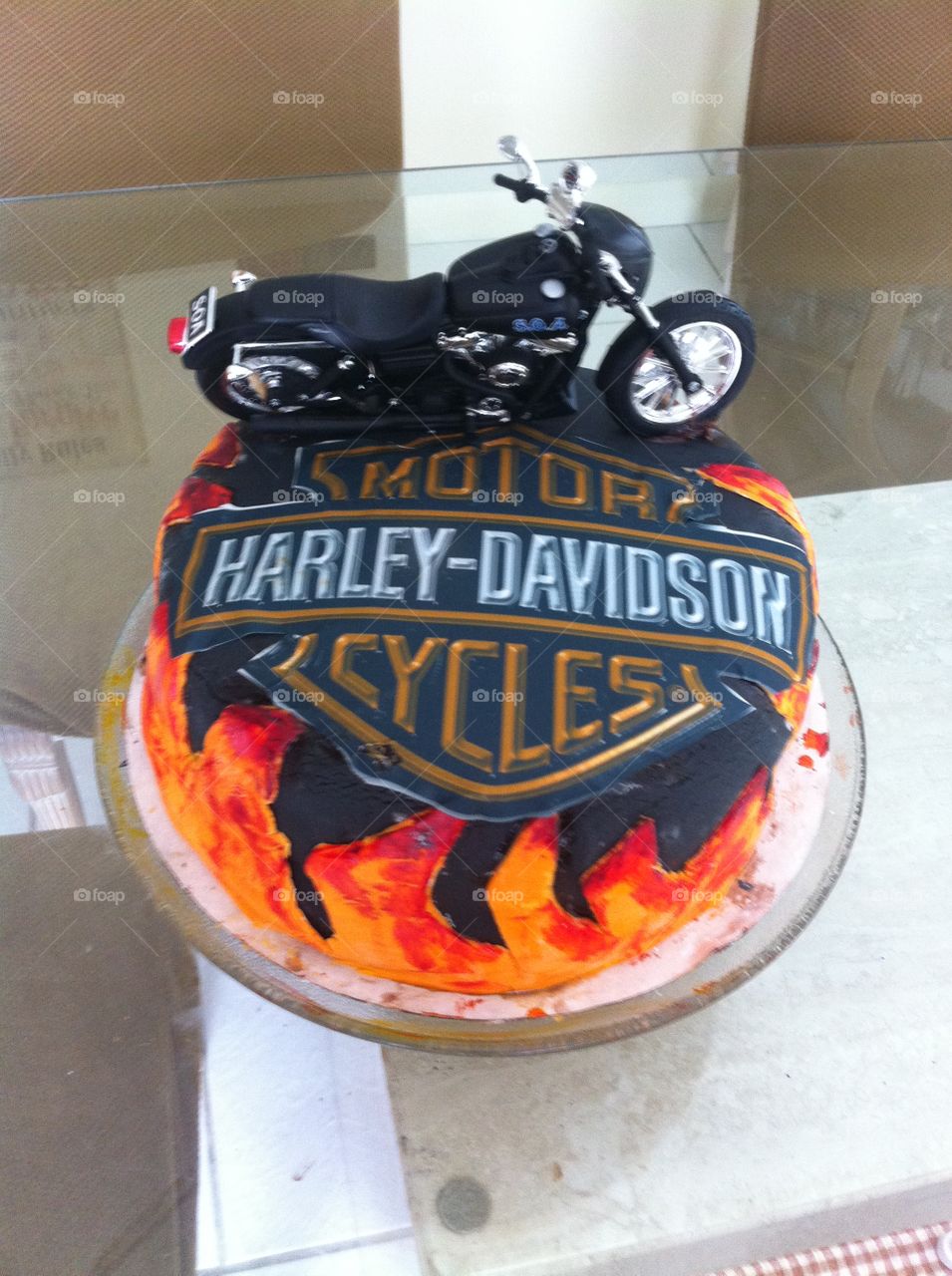 happy birthday. my homemade birthday cake for my husband's birthday and his first harley