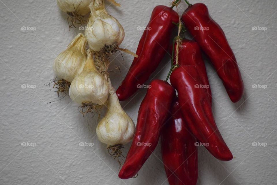 Garlic string and Chillies