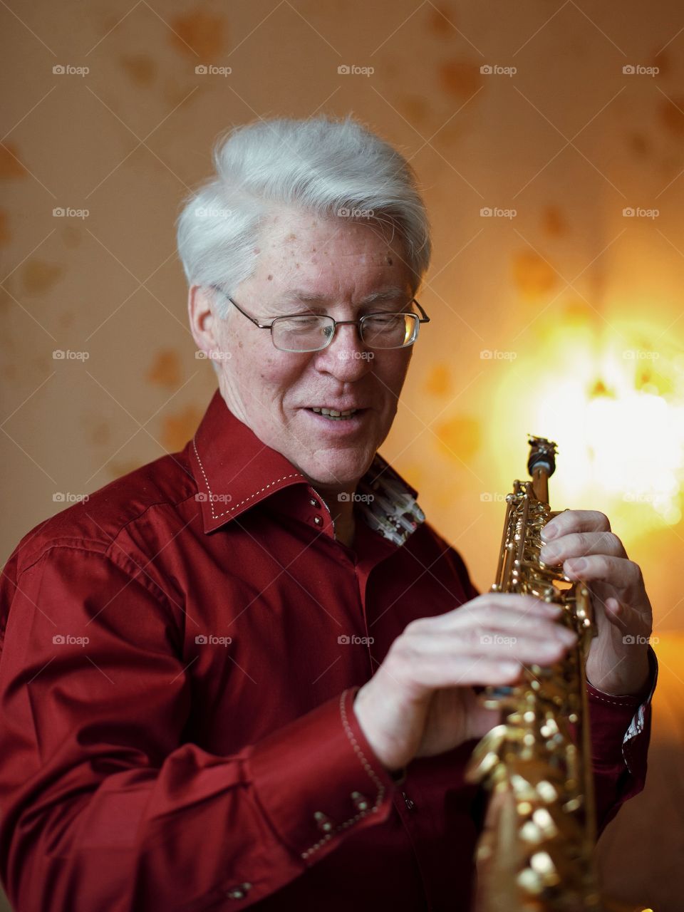 Close-up of a saxophone player