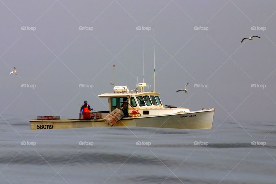 Lobster boat on the Maine coast