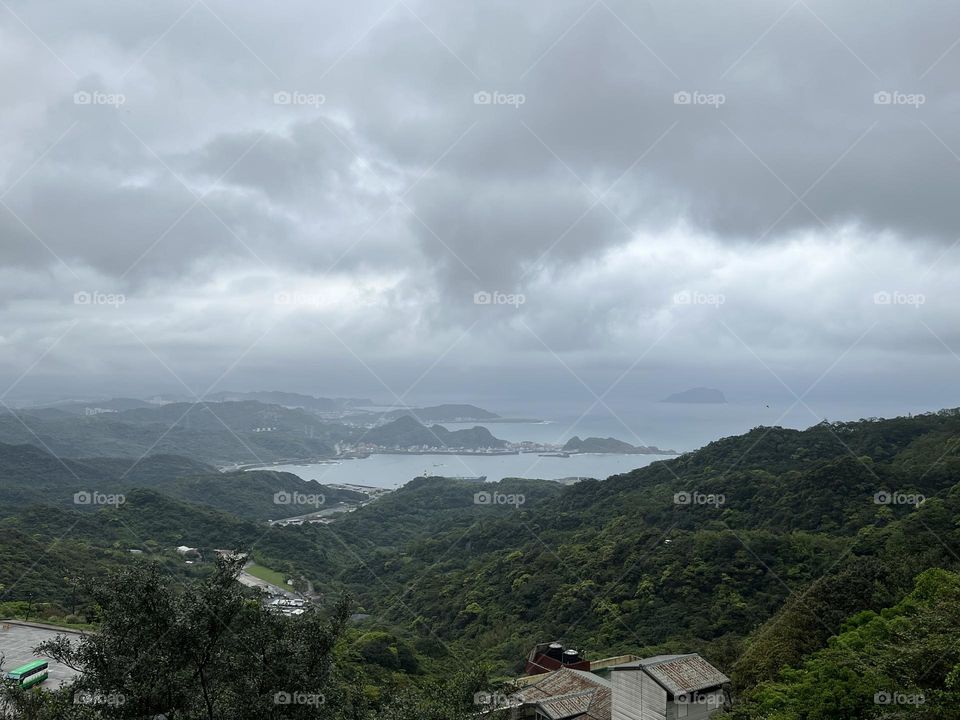Mountain and sea and cloud