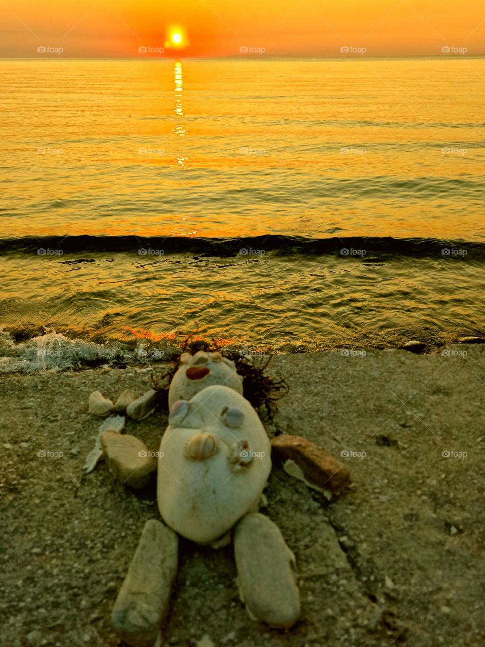 the stone doll making the beach on the island of Thasos