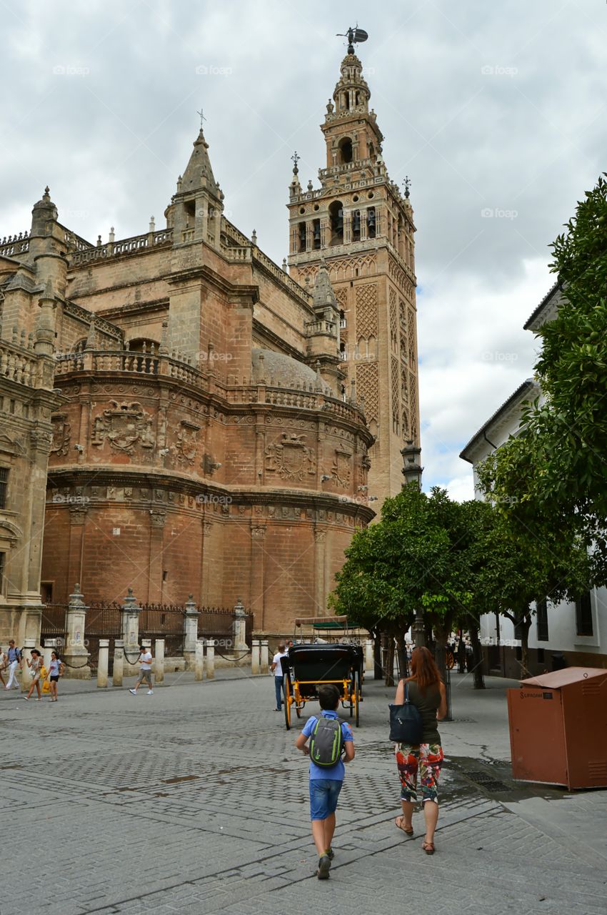 Cathedral and Giralda. Sevilla cathedral and Giralda tower, Sevilla, Spain.