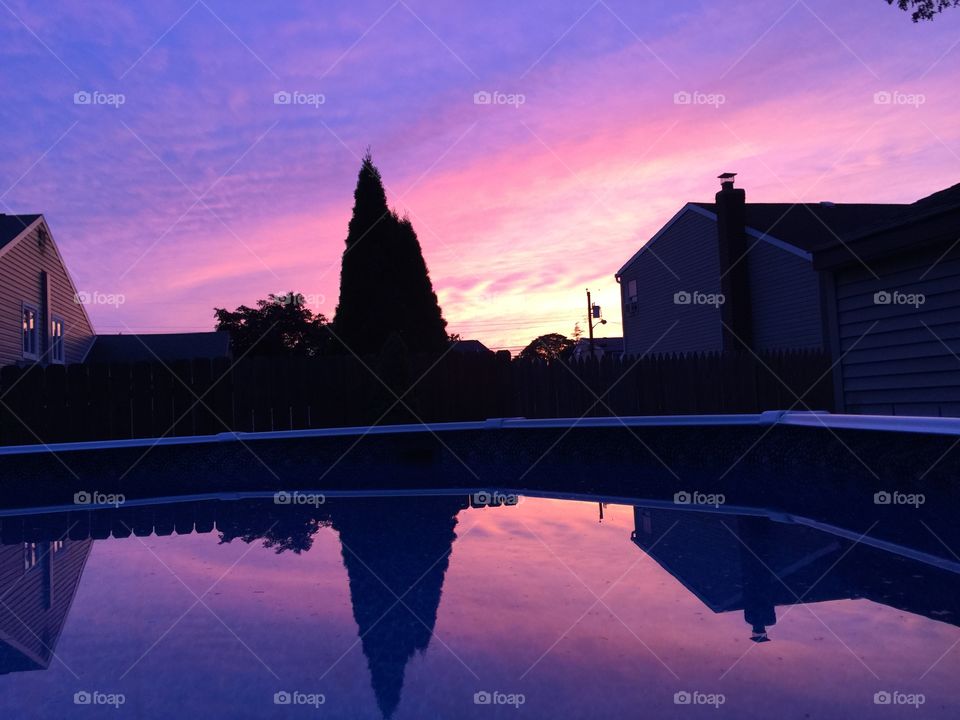 Sunset on the backyard pool!