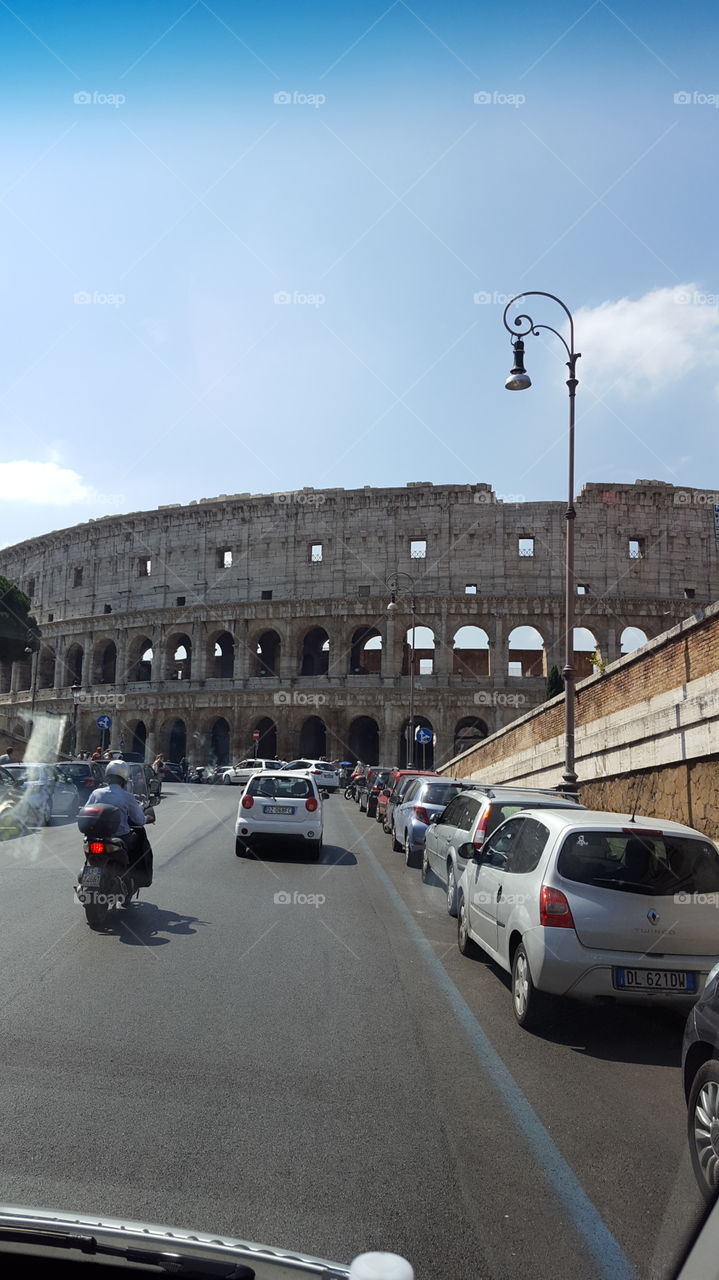Driving To The Famous Colosseum