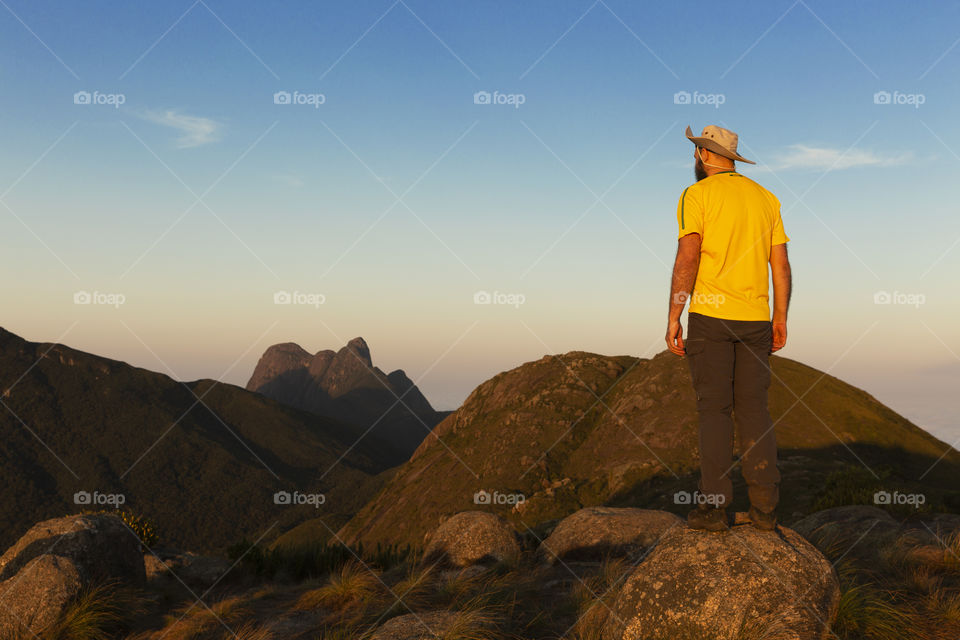 Hiking in Brazil - Man looking at Pico Parana after a good walk.