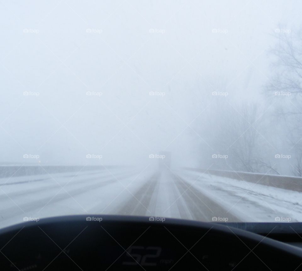 Winter driving during a white out