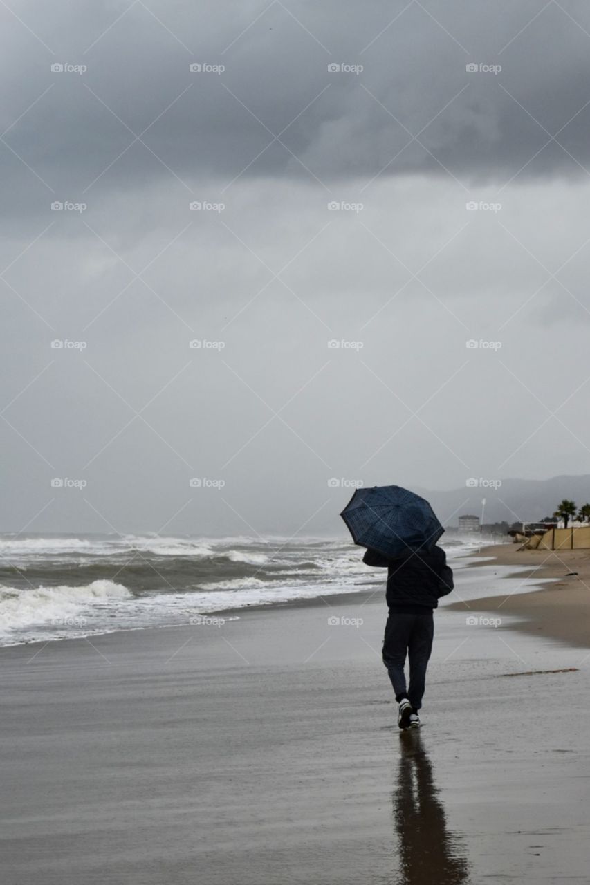 A rainy day at the sea