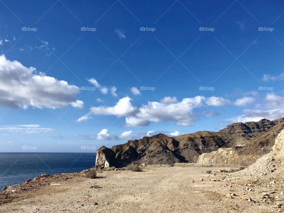 mountains road, blue sky, dry (gran canaria)
