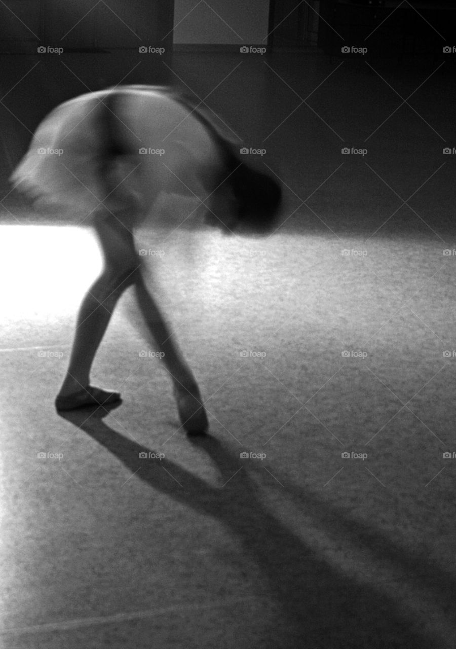 Silhouette of a ballerina, shadows and light