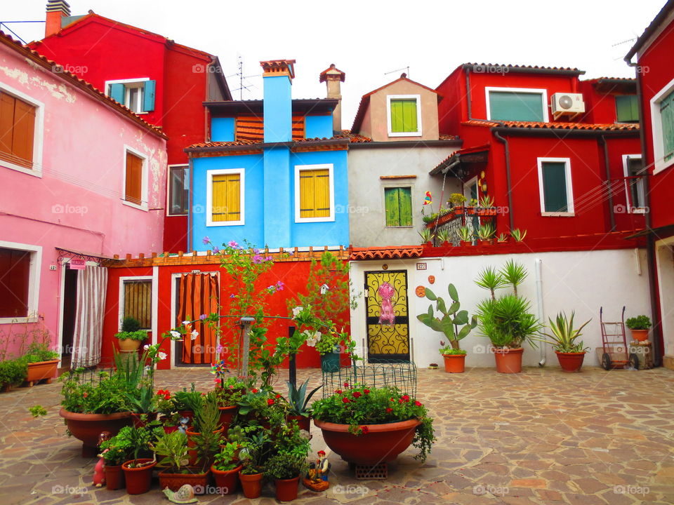 Colorful houses. Beautiful and vibrantly colored houses in Burano,Italy. 