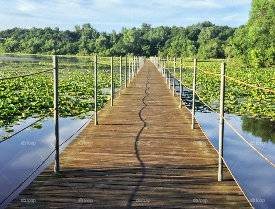 footbridge , sky , water