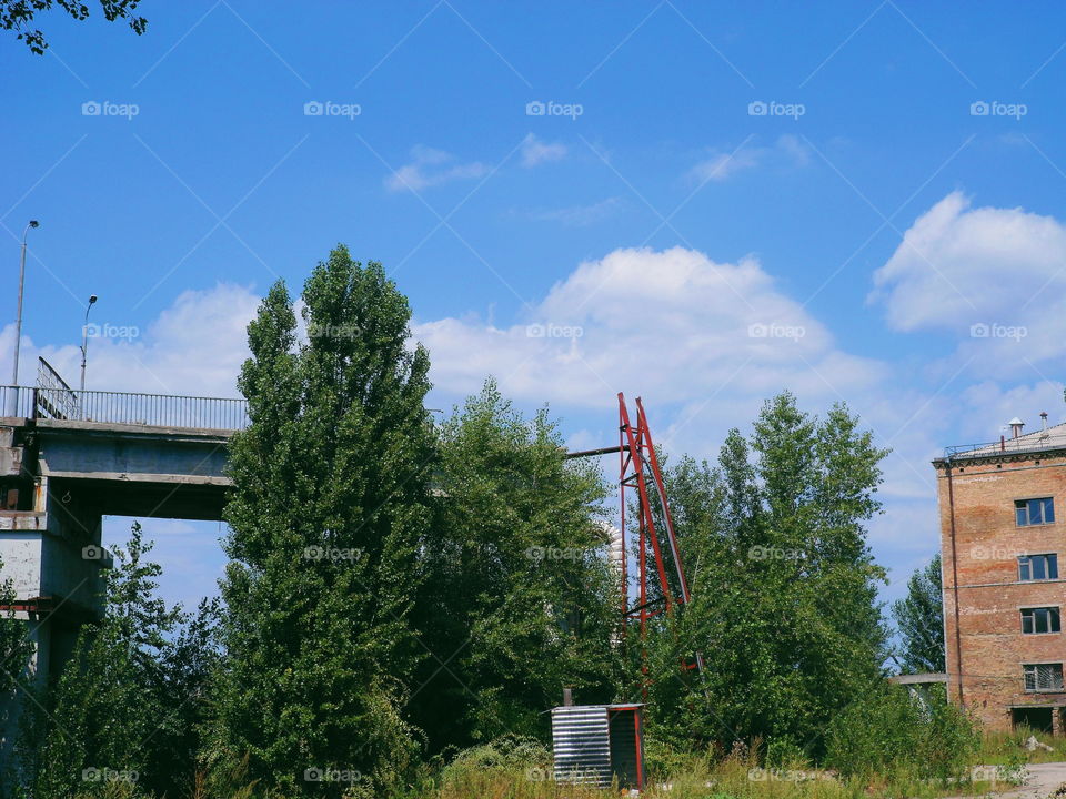 abandoned bridge over the Dnieper River in the city of Kiev