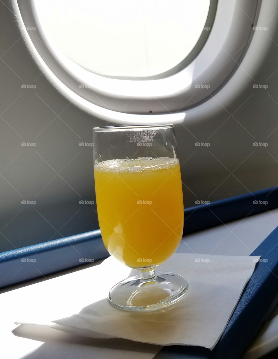 Mimosas on a plane