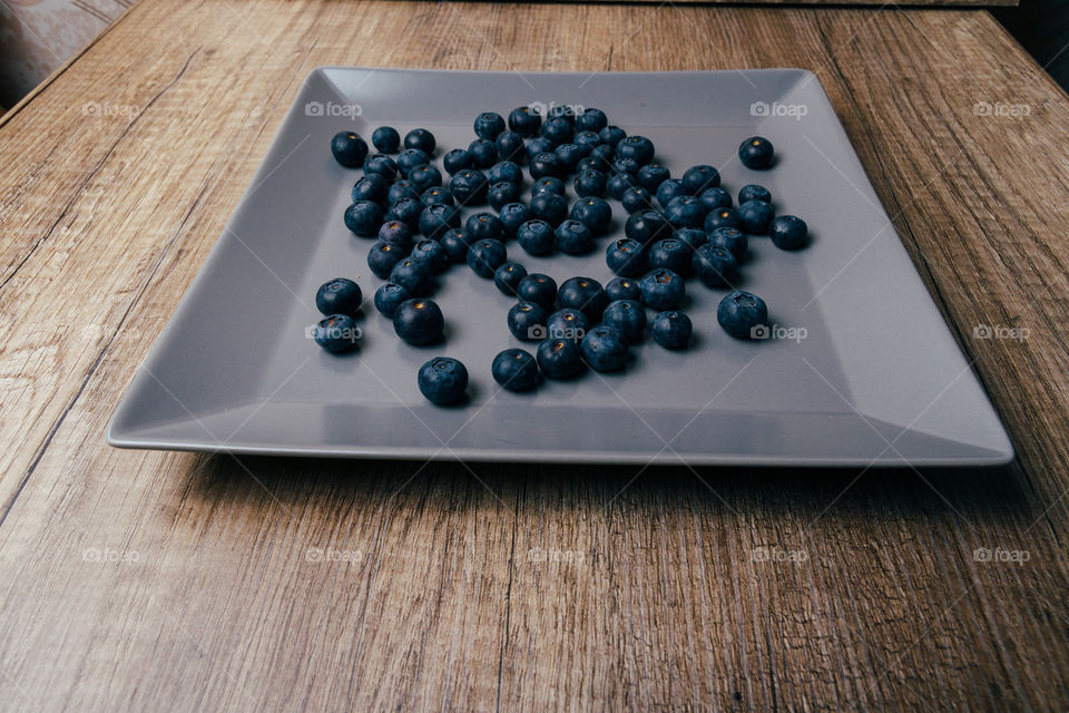 Blueberries on the plate