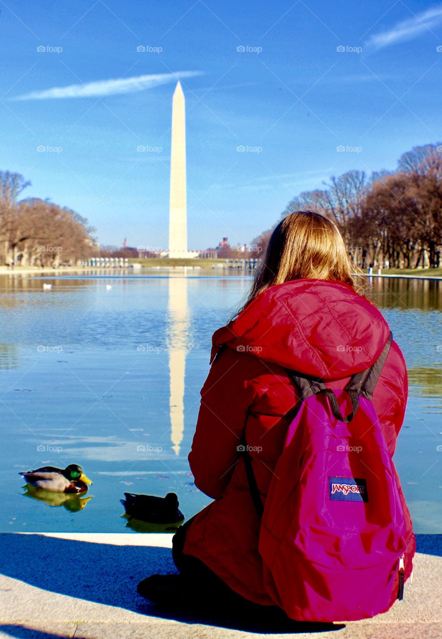 The reflections of Washington monument in Washington DC 
