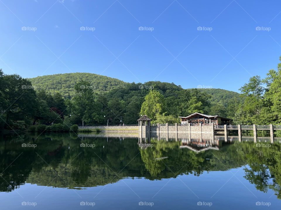 Blue sky and reflections