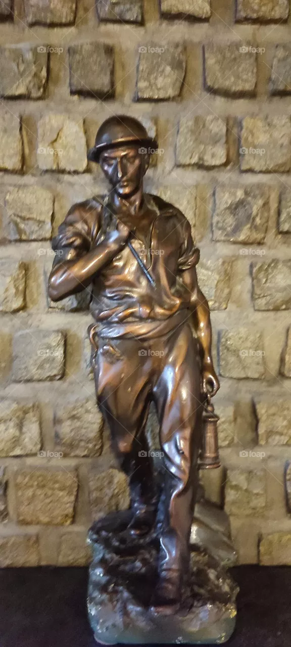 Old miner's lamp, petroleum, miner, mine, lighting, depth, darkness, hard work, children, coal , bronze