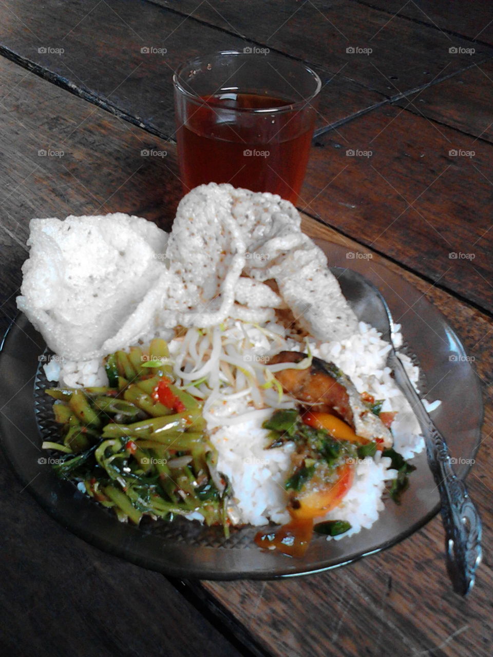 delicious lunch with indonesian food