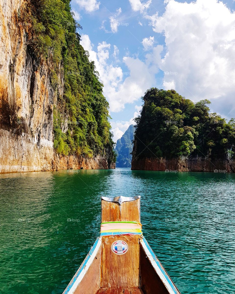 Scenic view of lake and rocky rmountains