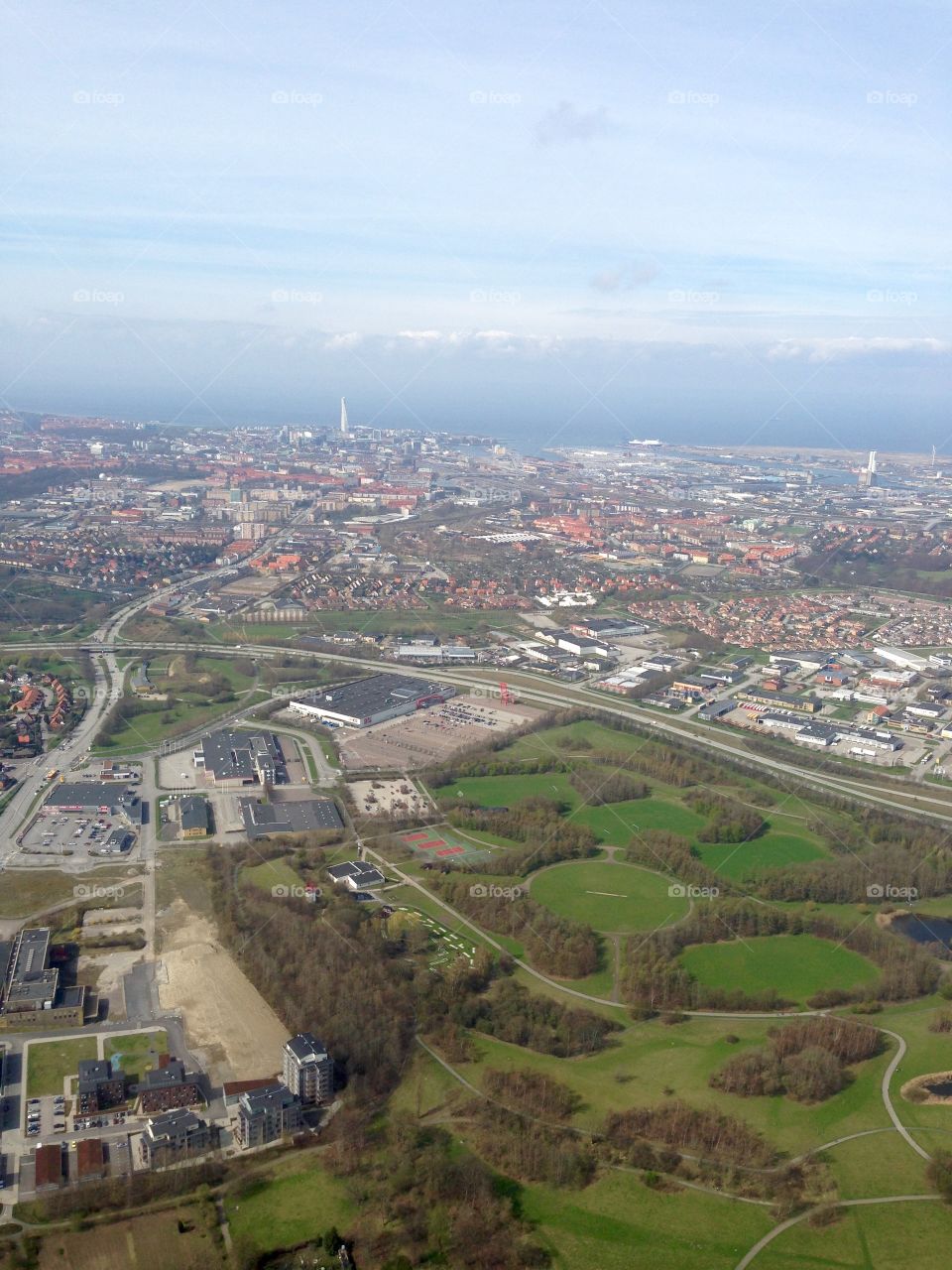 City of Malmö from above. 
Taken from helicopter. 