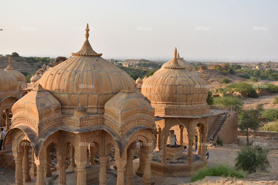 ancient cenotaphs in bada baag jaisalmer Rajasthan India