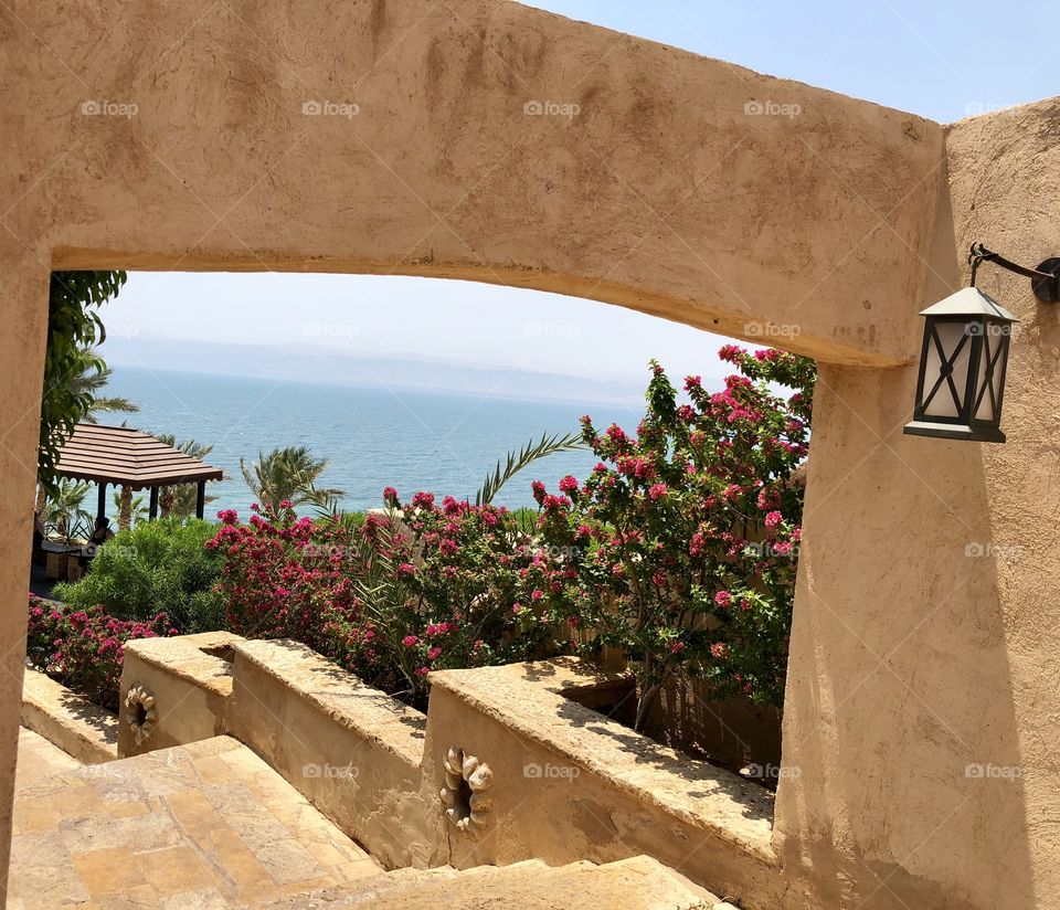Stairs leading to the Dead Sea