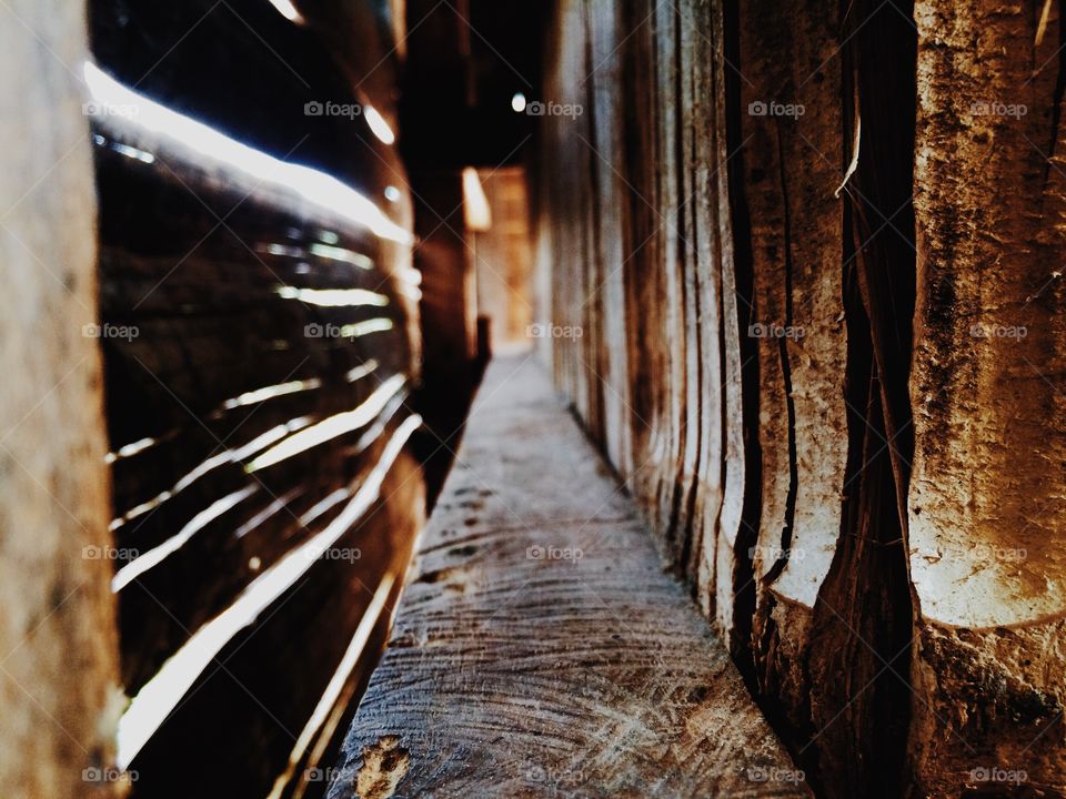 Close-up of bamboo hut