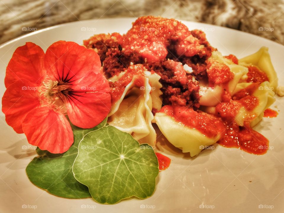 Pasta With Edible Flowers