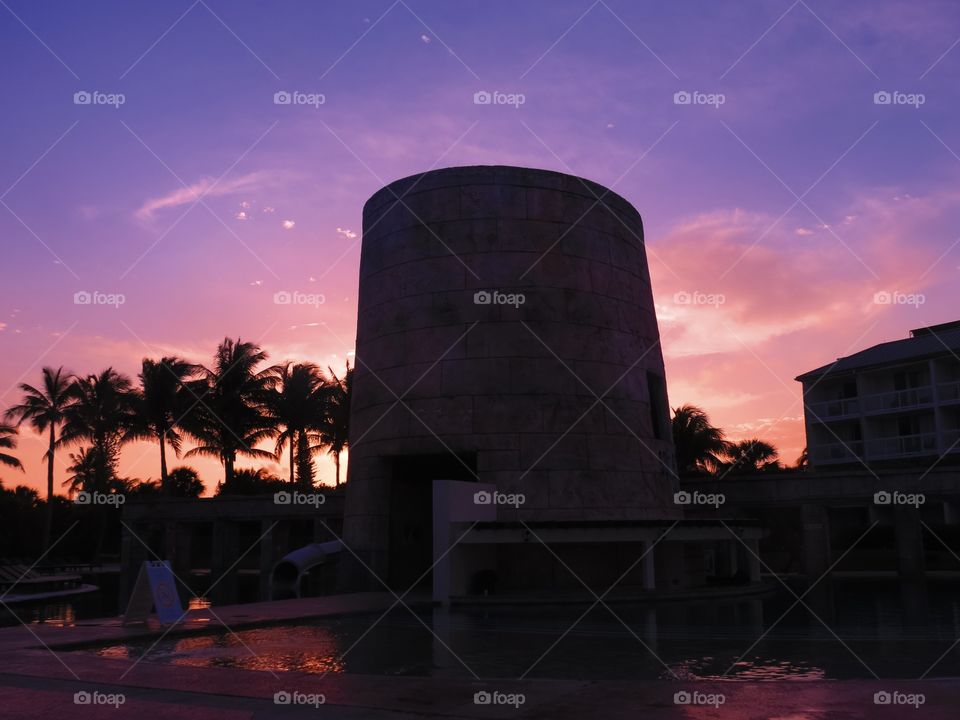 Tropical sugar mill sunset 