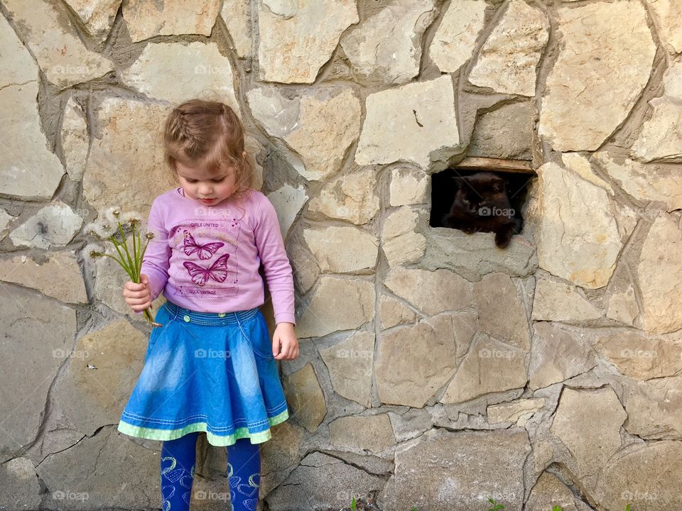 Child, Stone, Outdoors, Little, Wall