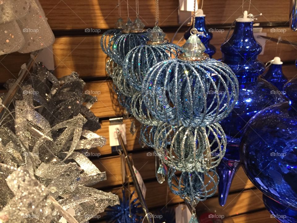 Blue sparkle ornaments 