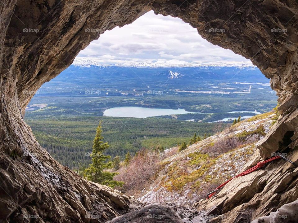 View from the cave overlooking the lake