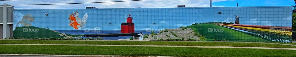 giant mural of Jesus in Holland Michigan