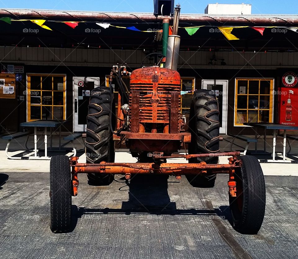 vintage tractor. farmer's market