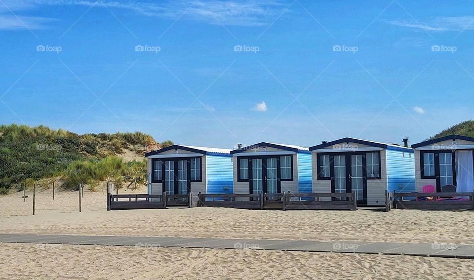 Houses on the beach in Hoek van Holland, the Netherlands