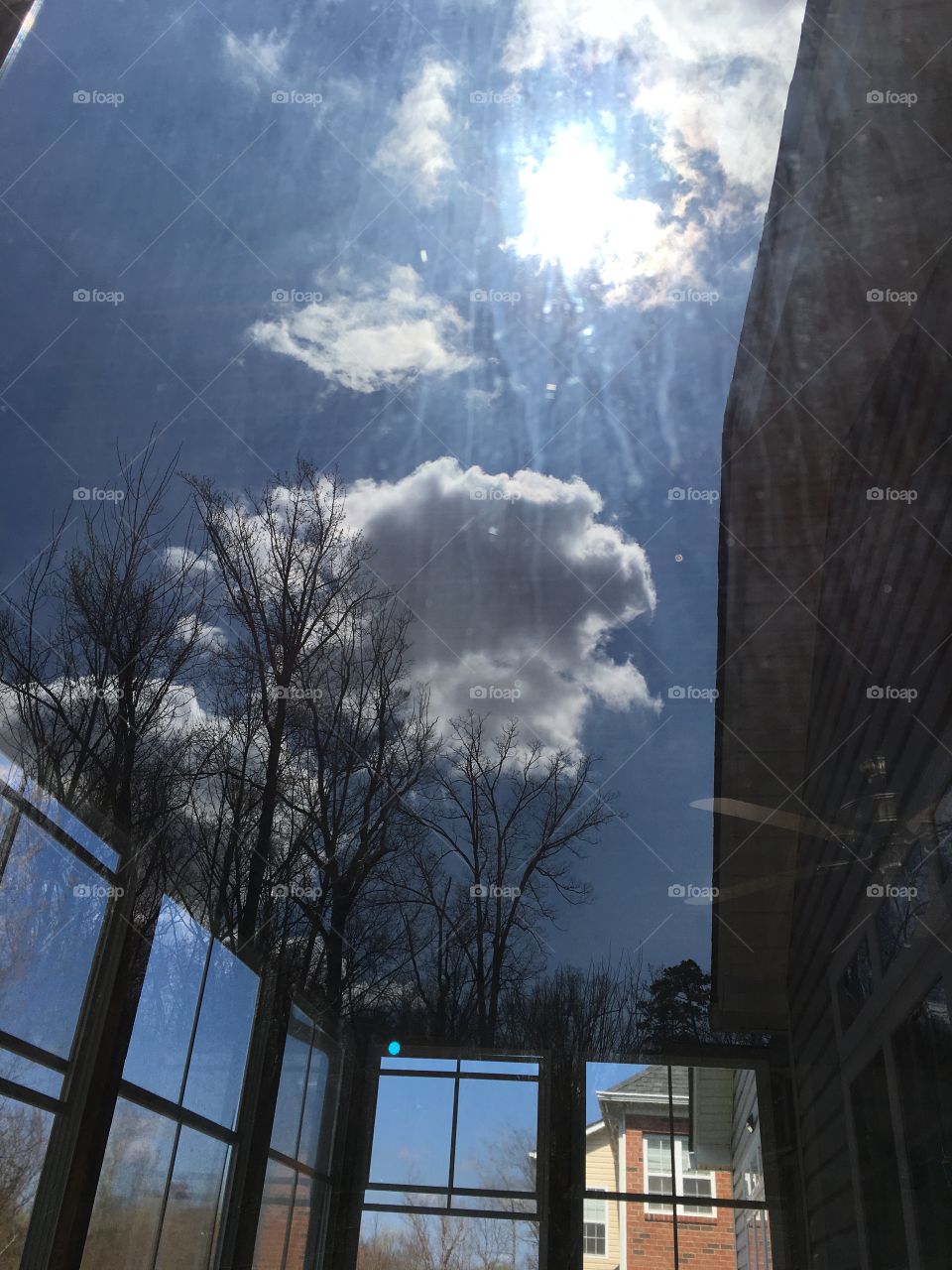 Cloud through the glass door