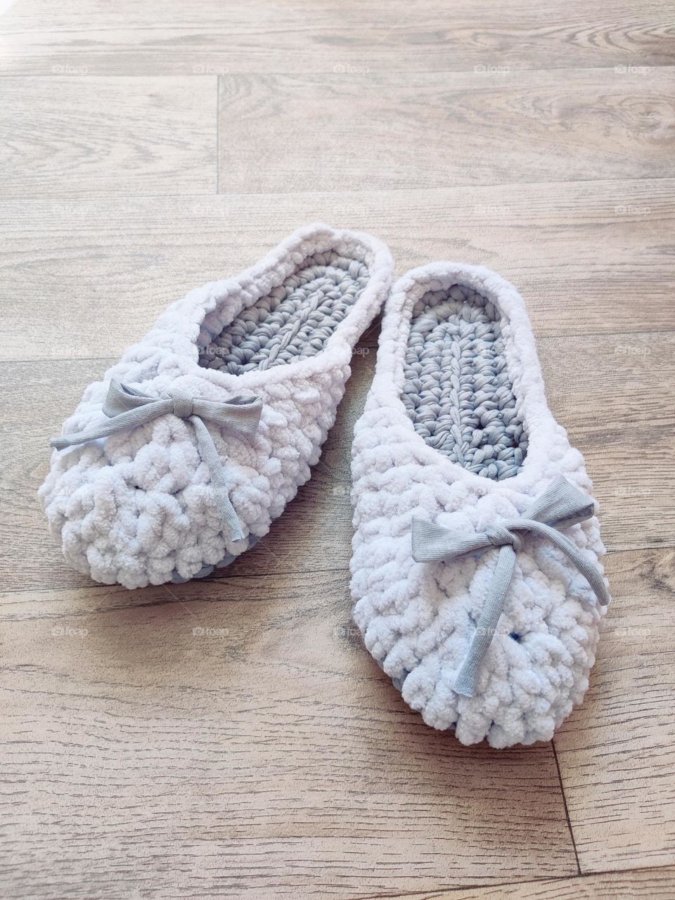 Handmade knitted slippers