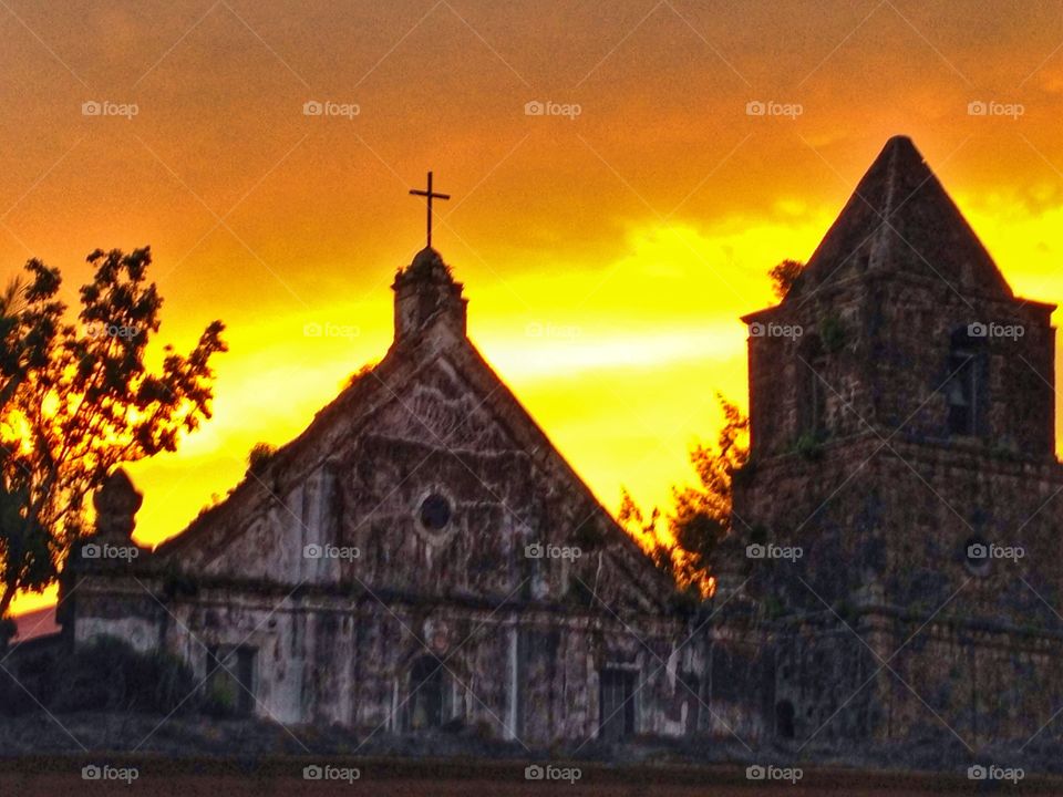 Church in a sunset