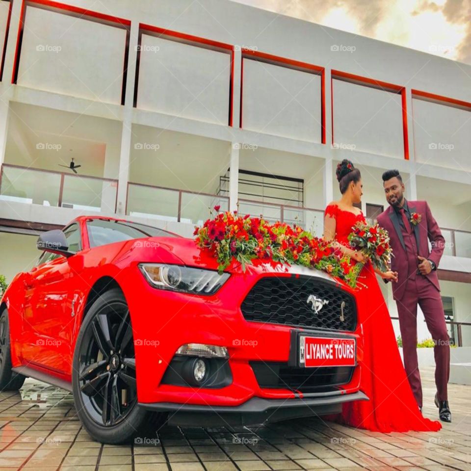 loving couple with Ford Mustang ❤️❤