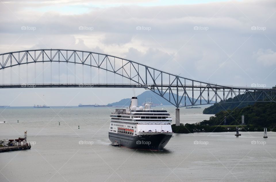 Passenger vessel entering Panama Canal