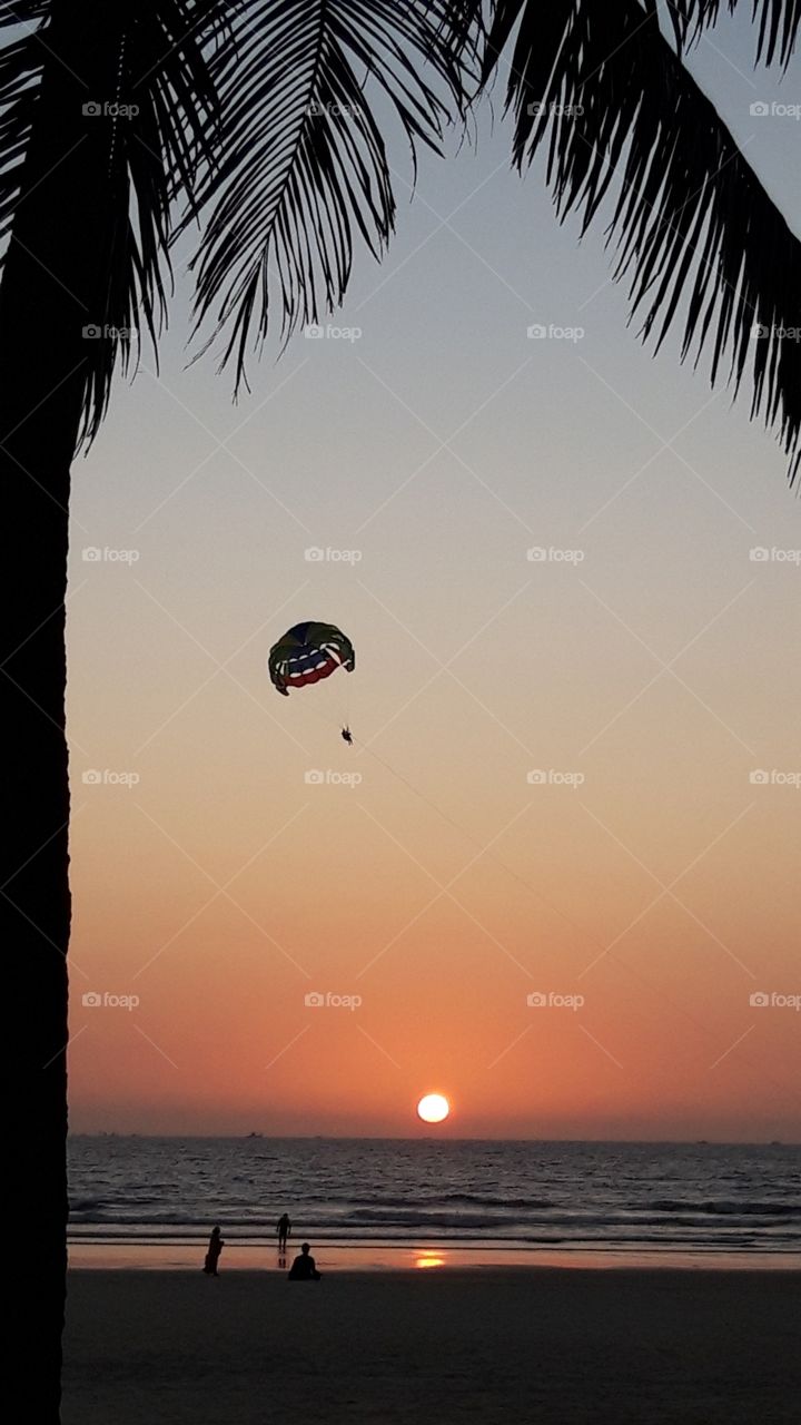 sunset in the Leela goa beach