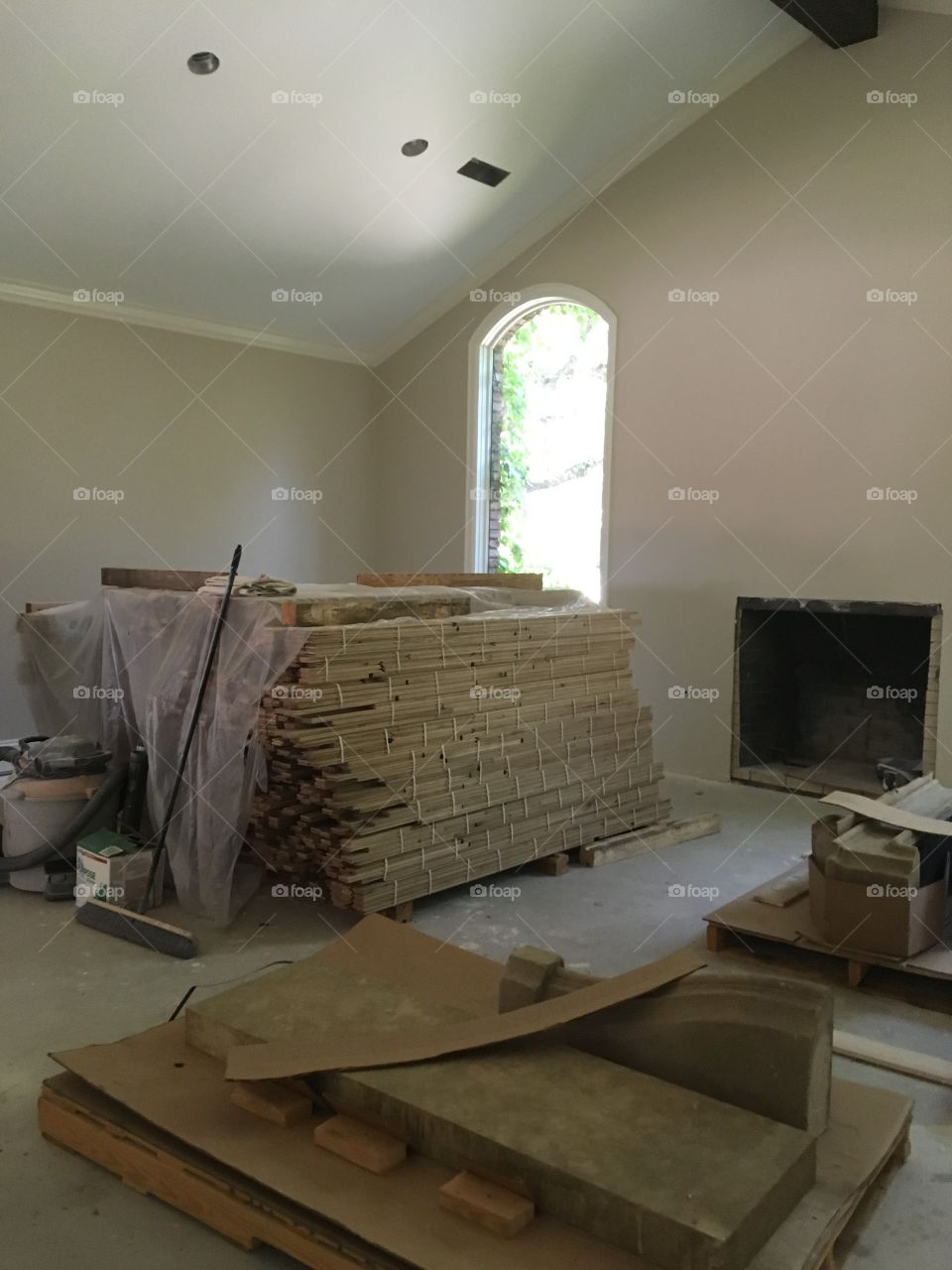 This is a picture of wood flooring ready to be installed 