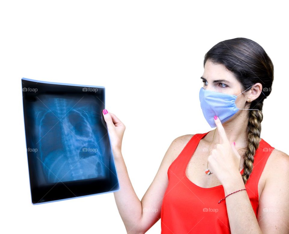 Medical student looking at an x ray image