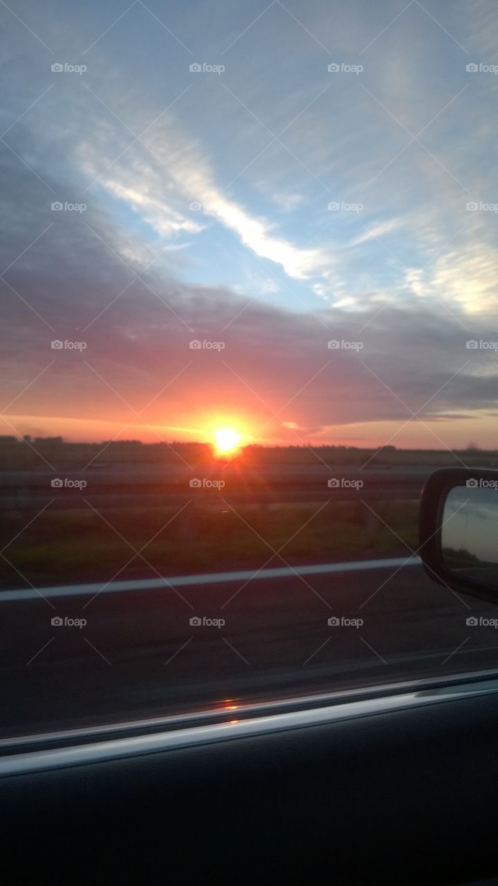 Sunset from the car