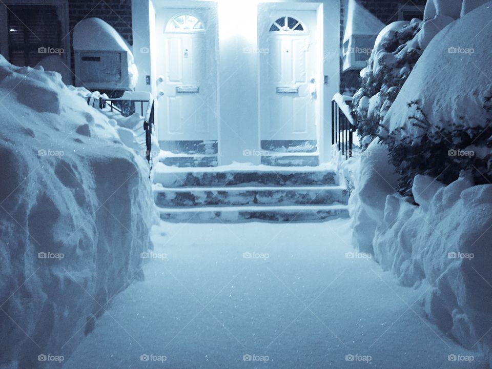 Modern door during winter